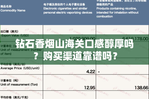 钻石香烟山海关口感醇厚吗？购买渠道靠谱吗？
